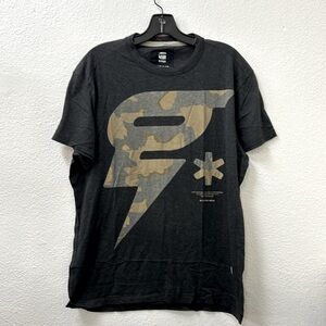 G-Star RAW Men’s Graphic T-Shirt Size Large Black Camo Logo Regular Fit NWOT